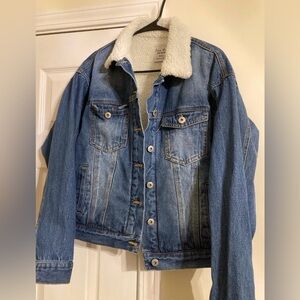 Denim fur lined jacket